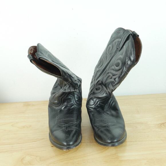 Dan Post Western Boots Black Leather Men’s 11 D Mexico Cowboy Embroidered main image 13